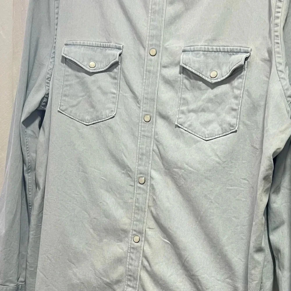 Blue Western Casual Button-Down Shirt